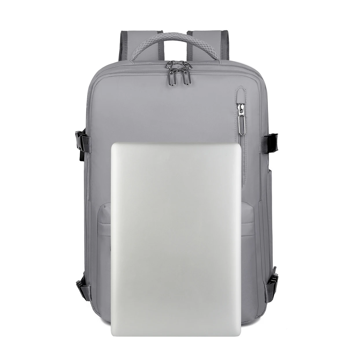 حقيبة ظهر احترافية لتدفق الهواء بمنفذ شحن USB وسحابات أمان مزدوجة ومقصورة كمبيوتر محمول أكسفورد متعددة الأقسام للسفر