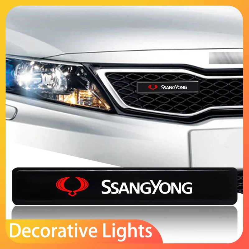 

New Car Front Hood Grille Emblem LED Light Grill Decorative Lights for Ssangyong Hyogo Actyon Touring Rest Rest-W Ludi Musso