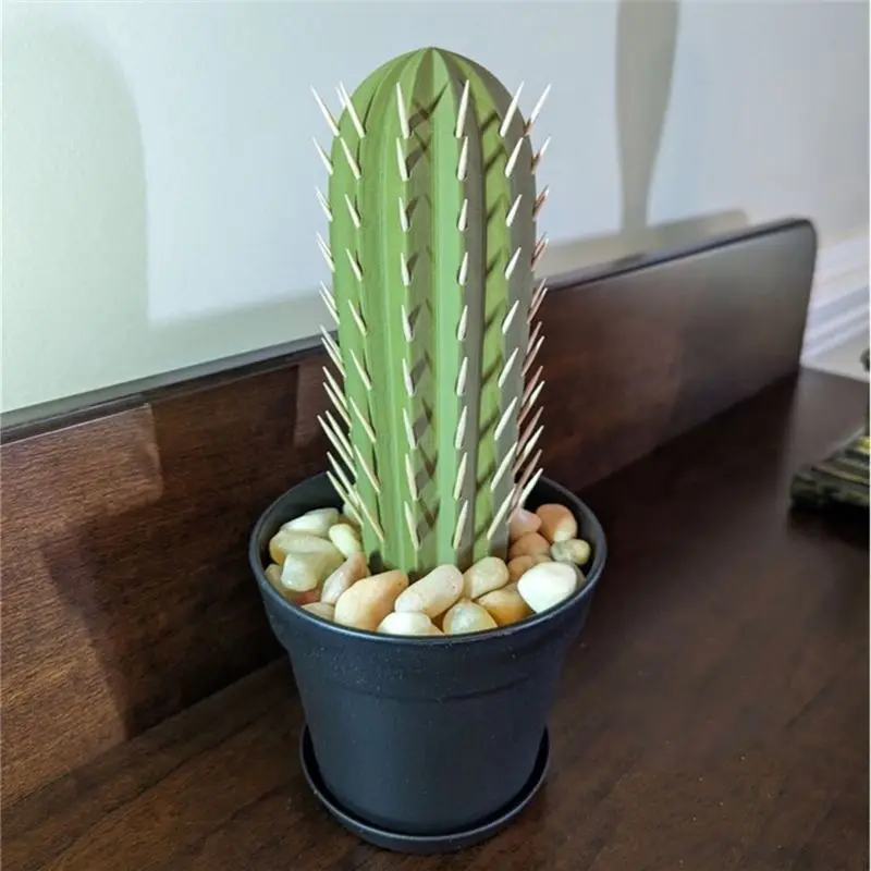A74E-Plant Decoration Crafts Home Decoration Garden 3D Printed Cactus Simulation Pot Toothpick Box Table Decoration view 5
