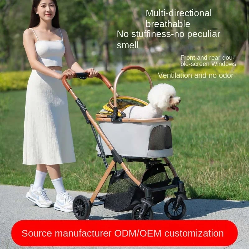 Small Medium Sized Dogs Multifunctional 4-Wheel Pet Stroller Outdoor Travel Large Mobility Dog Car Portable Foldable Detachable