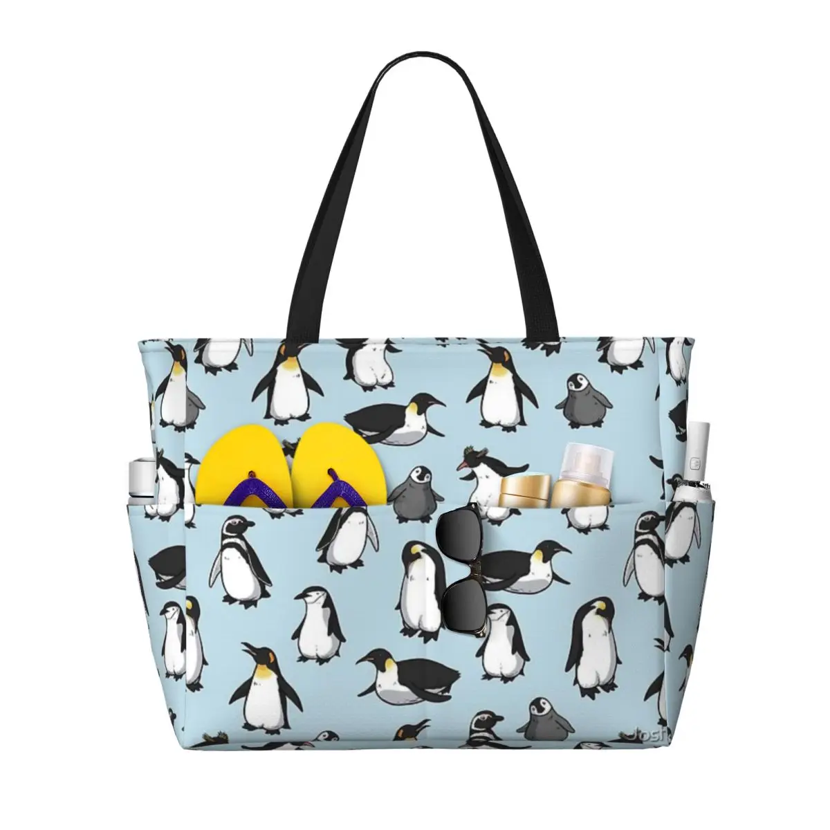 

Cute Penguin Beach Travel Bag, Tote Bag Fashionable Shopping Daily Birthday Gift Multi-Style Pattern