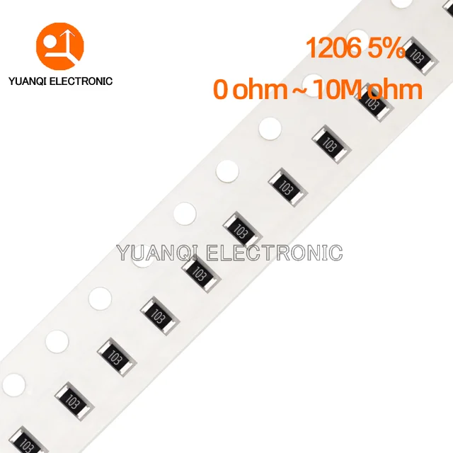 100 szt. Rezystor 1206 5% SMD 0R ~ 10M 1/4W 0 2.2 10 47 100 200 220 470 ohm 1K 2.2K 4.7K 10K 100K 4,7r 10R 100R 220R 330R 510R 1M