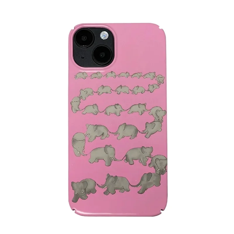 INS Pink Elephant Cartoon for IPHONE 15PRO MAX 14 13 PRO 13 PRO MAX 15 15PLUS 15PRO 11Pro XR XS Acrylic Hard Mobile Phone Cases