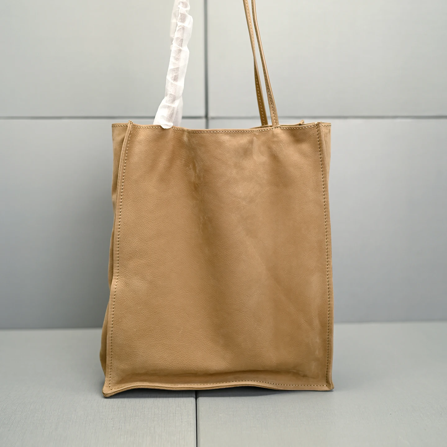 Genuine Leather Handbag Soft Fashion Women's Bag Shoulder Bag Full-Grain Cowhide Tote Bag High-Capacity Simple 2025 New Style