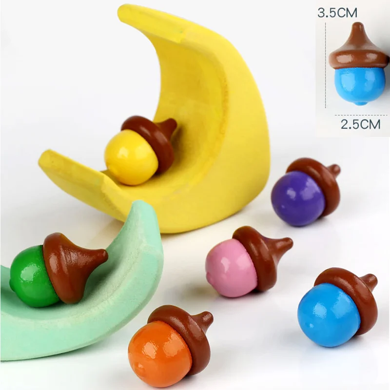 Kids Mini Colored Wooden Gyro Toys  Children Adult Relief Stress Cartoon Pine Desktop Spinning Top Educational Game