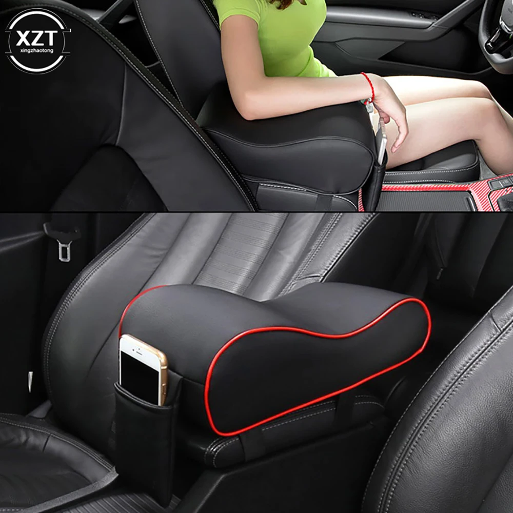 Car Memory Foam Armrest Cushion Center Console Armrest Pillow With Mobile Phone Holder Storage Bag Car Armrest Box Mat Pad