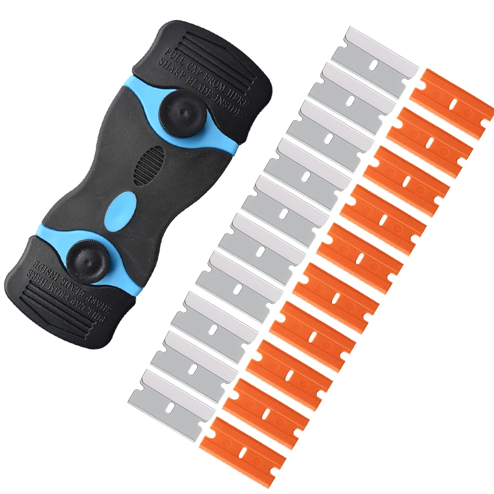 

Blue Razor Blade Squeegee Knife Window Films Sticker Glue Remover Tool Household Kitchen Oven Glass Ceramic Cleaning Scraper
