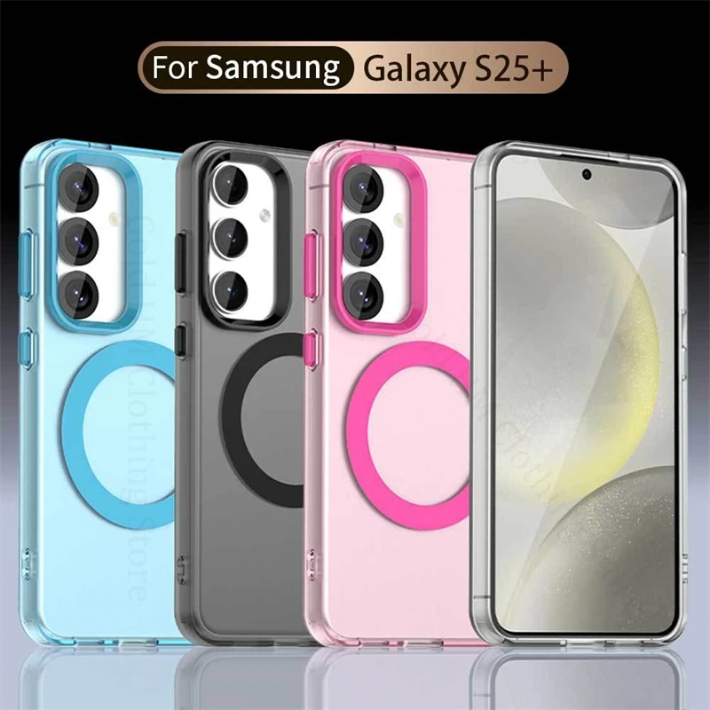 

Candy Color Translucent Case For Samsung Galaxy S25 Ultra 5G Magnetic Shockproof Matte Cover For Samsung S24 Ultra S23 Plus S25+