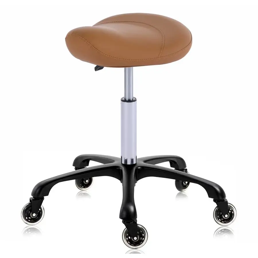 Banco de sela com rodas, altura ajustável, elegante, ergonômico, cadeira giratória para clínica higiênica, salão de beleza, tatuagem, massagem, escritório