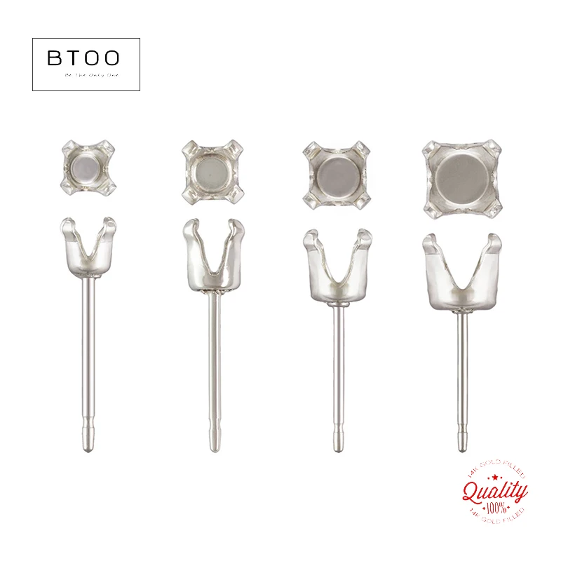 Boucles d'oreilles en argent regardé 925, 3, 4, 5, 6mm, 4 broches, vente en gros, accessoires de bricolage, bijoux exécutifs