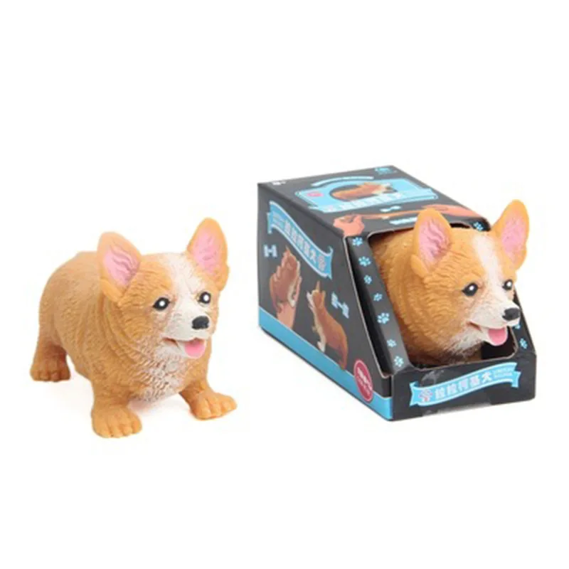 1PC Unzip Corgi Dog Modeling Creative Color Boxed Dog Decompression Pinch Music Toys Cute Desktop Ornament Birthday Gifts