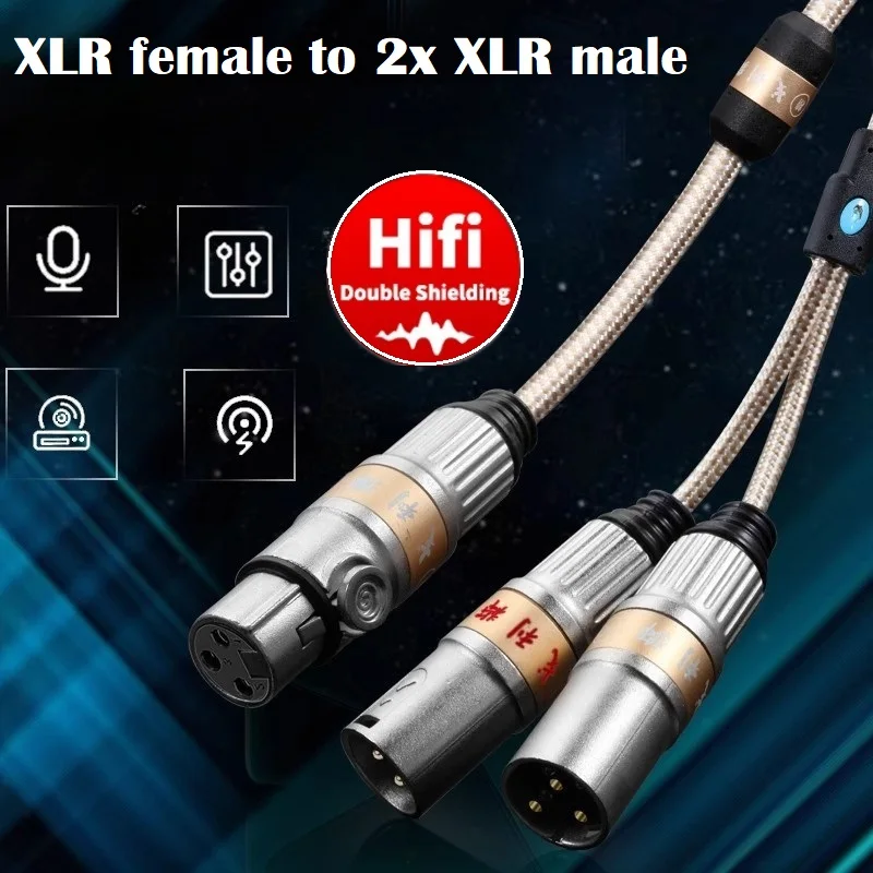 

3 Pin XLR Female to Dual XLR Male Stereo Audio Cable for Amplifier Speaker Mixing Console Microphone Stage Y Splitter Cords