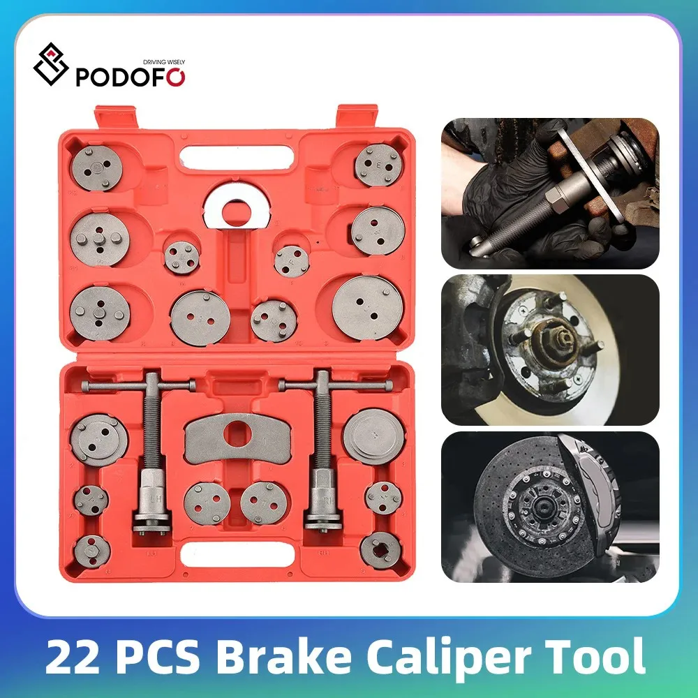 Podofo 22pcs Brake Caliper Tool Heavy Duty Brake Caliper Compression Tool Caliper Piston Tool for Brake Pad Replacement Reset