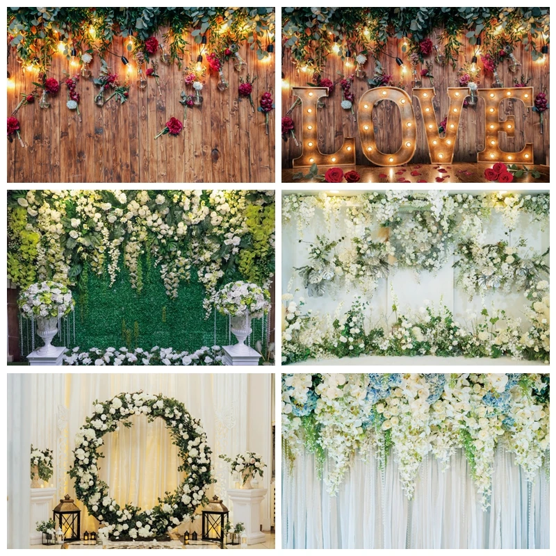 Wood Backdrop for Photography Wooden Board Flower Wedding Bridal Shower Baby Birthday Party Background Photo Studio Props