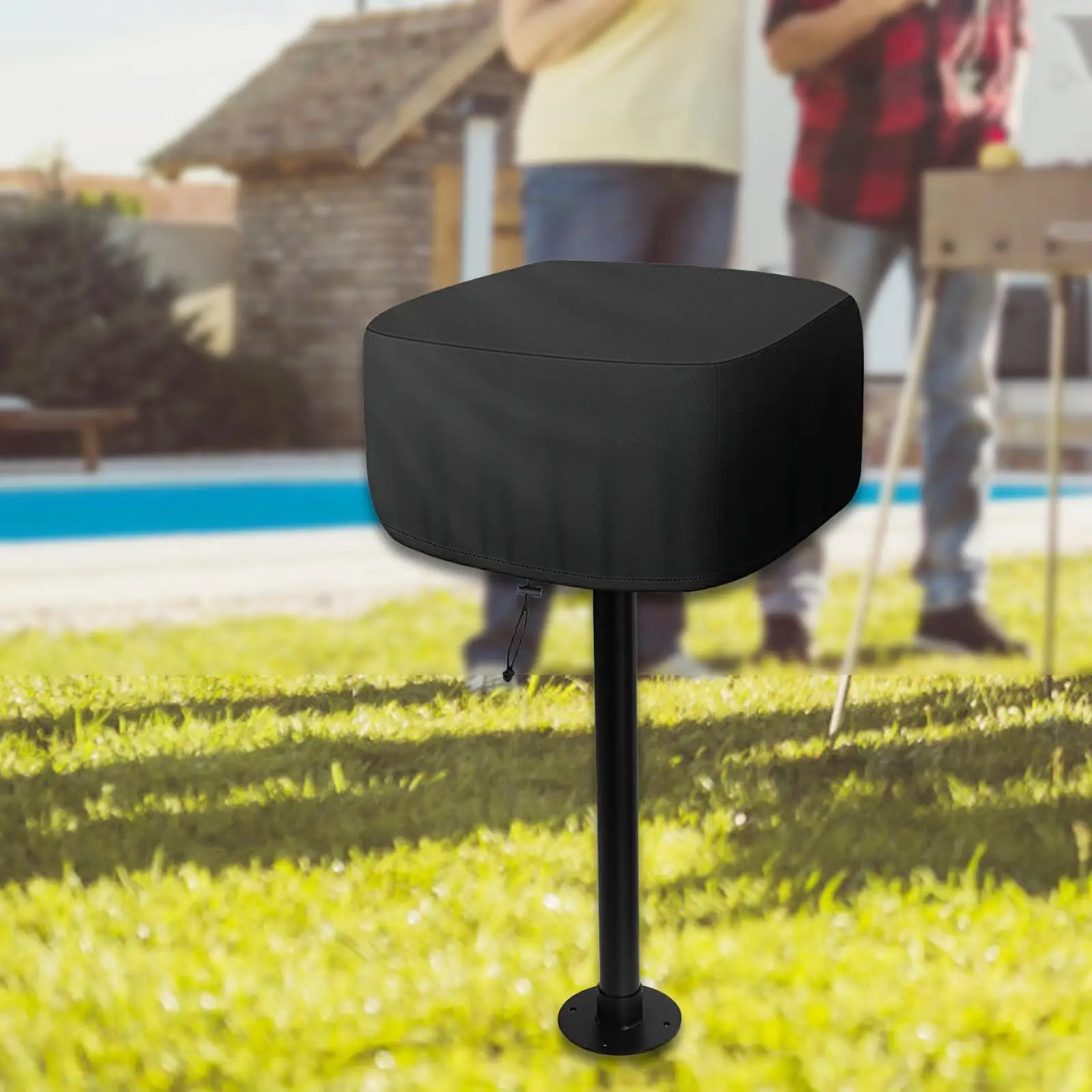 Black Oxford Cloth Grill Cover Dustproof BBQ Protector Weatherproof Barbecue Cover for Park Style Grill