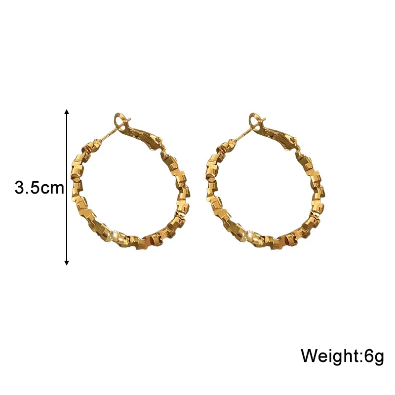 2025 New Sequins Irregular Hoop Earrings Gold Color Metal Round Circles Women's Loop Earrings Rock Style Small Earrings brincos