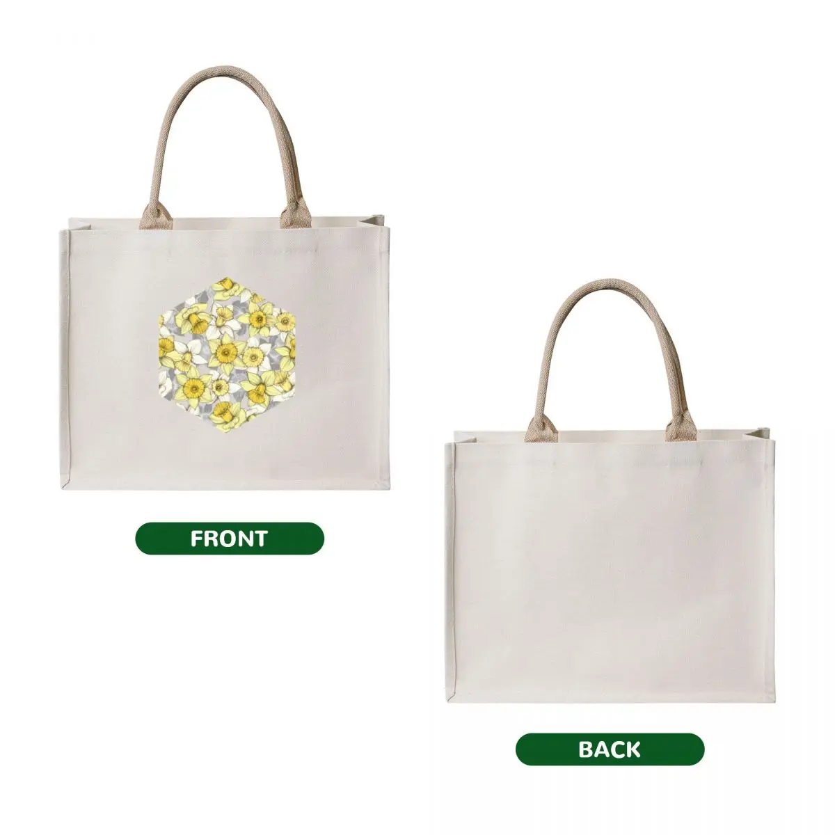 Daffodil Daze - yellow & grey daffodil illustration pattern Tote Bag shopper bag woman Woman shopper bag ecological bags