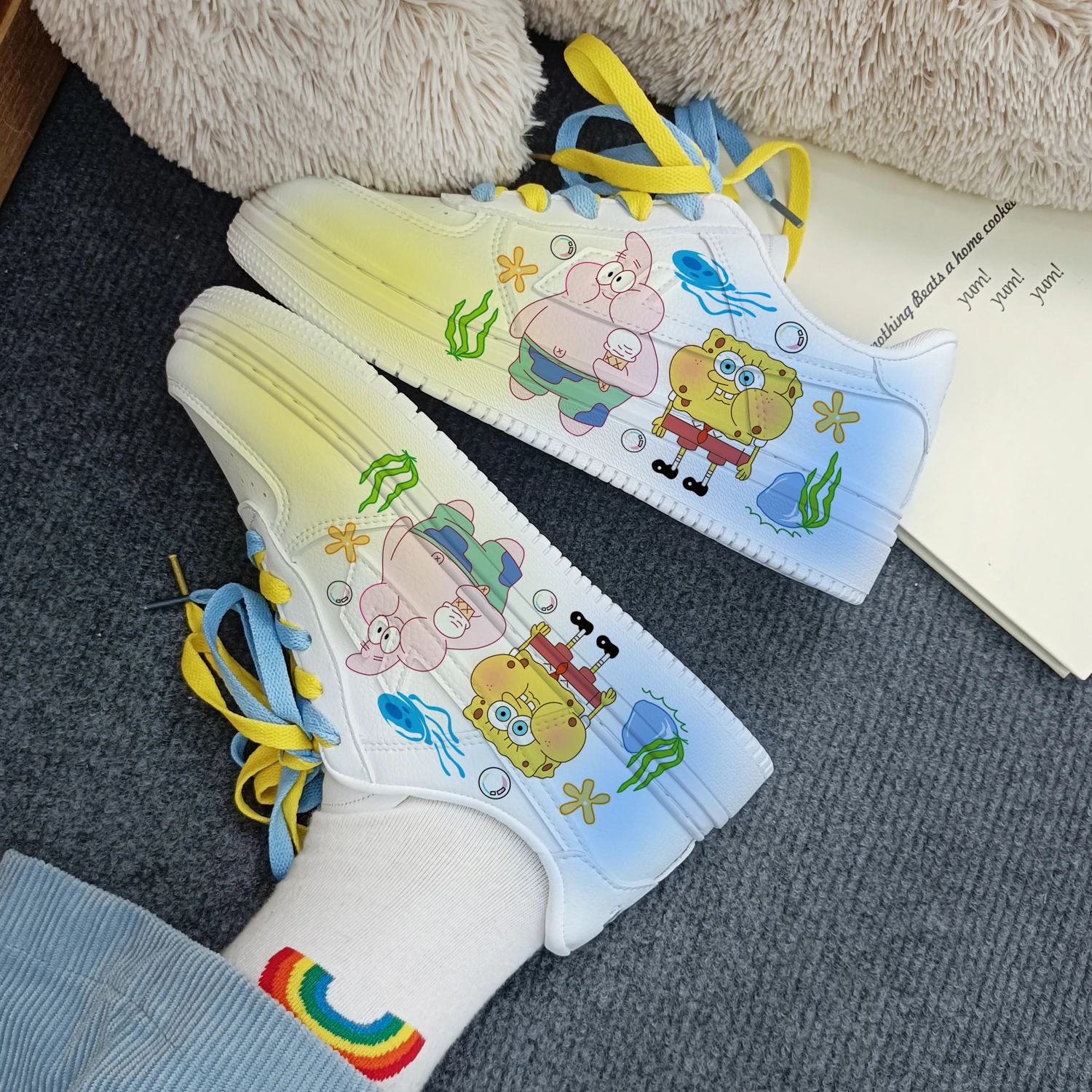 New cartoon Original SpongeBob SquarePants princess cute Casual shoes soft sports shoes for girlfriend gift EU size 35-44