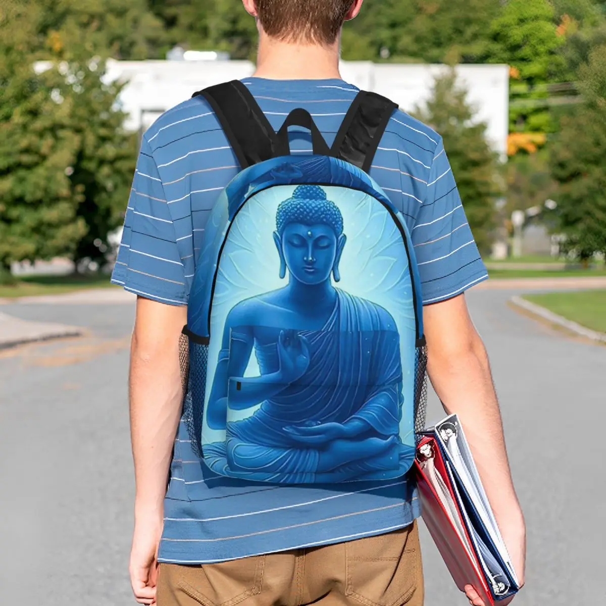 Mandala Flower Blue And Buddha Backpack Student BookBag Children School Bag Computer Shoulder Bags for Men Women