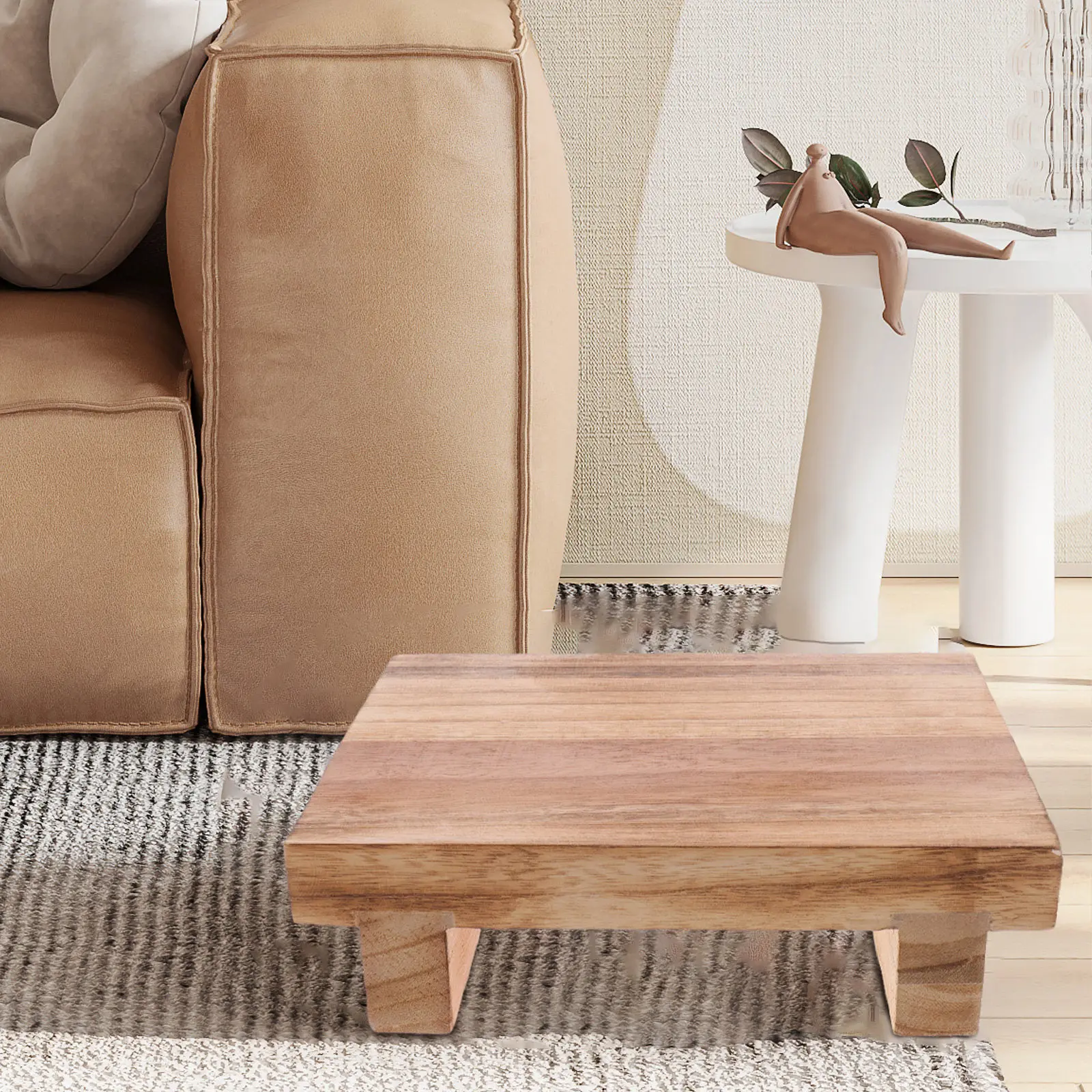 Small Wood Step Stool Elderly Footstool Ergonomic Foot Rest for Office Home Living Room Entryway Comfortable Posture Support
