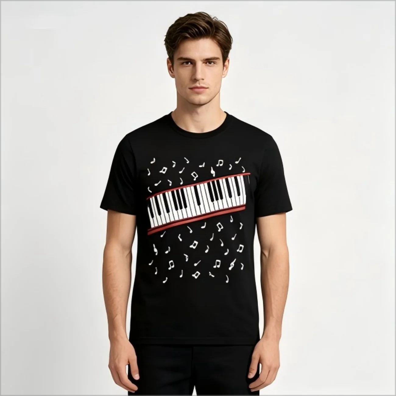 2026 Summer Cotton T-Shirt, Michael Jackson Beat It Piano Note Graphic Tee, Unisex Casual Short Sleeve Top Music Fans Gift