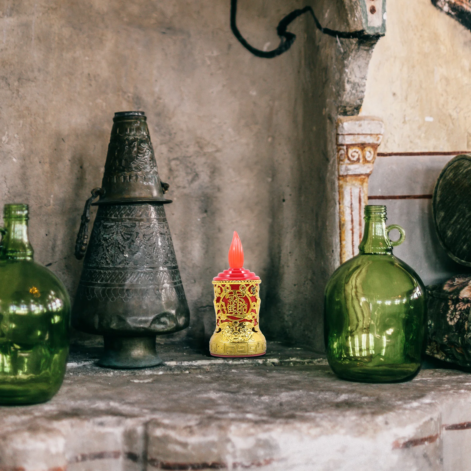 أضواء LED الإلكترونية قابلة لإعادة الاستخدام مصباح عديم اللهب للعام الصيني الجديد عيد ميلاد التضحية البوذية المستدق الأحمر