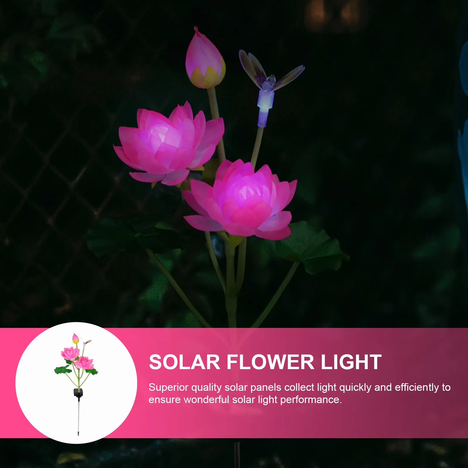 Waterproof Solar Lotus Light Garden Lamp with Panel Fast Charging Warm Lighting Effect for Lawn Yard Park Pathway