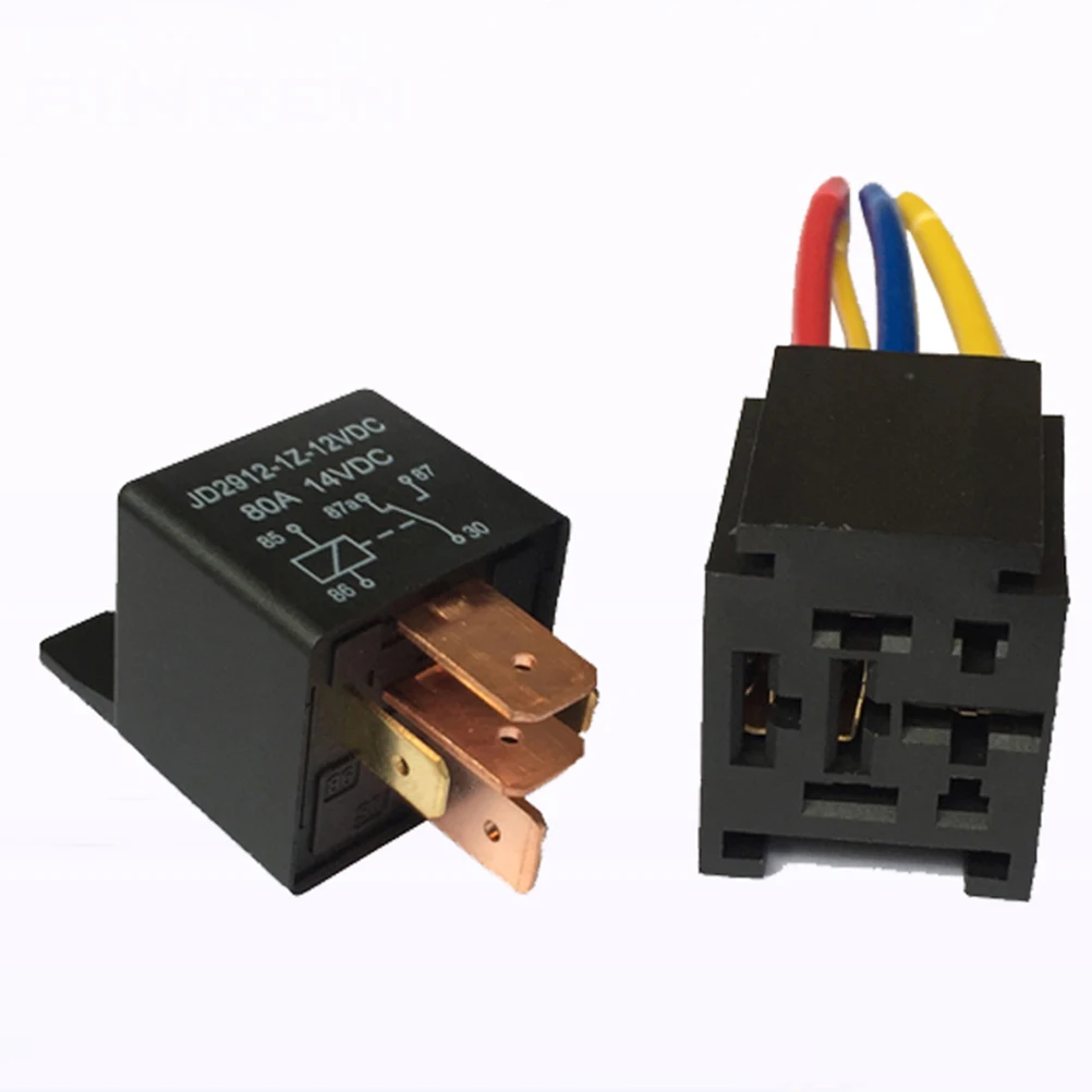 

Convenient To Use And Replace 12V 80A 5Pin Relay Socket Universal Fit Heavy Duty Impact Molded Car Relay Automotive Switch Black