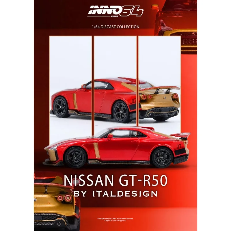Diecast INNO 1:64 Scale GTR R50 By Italsedign Red Alloy Car Model