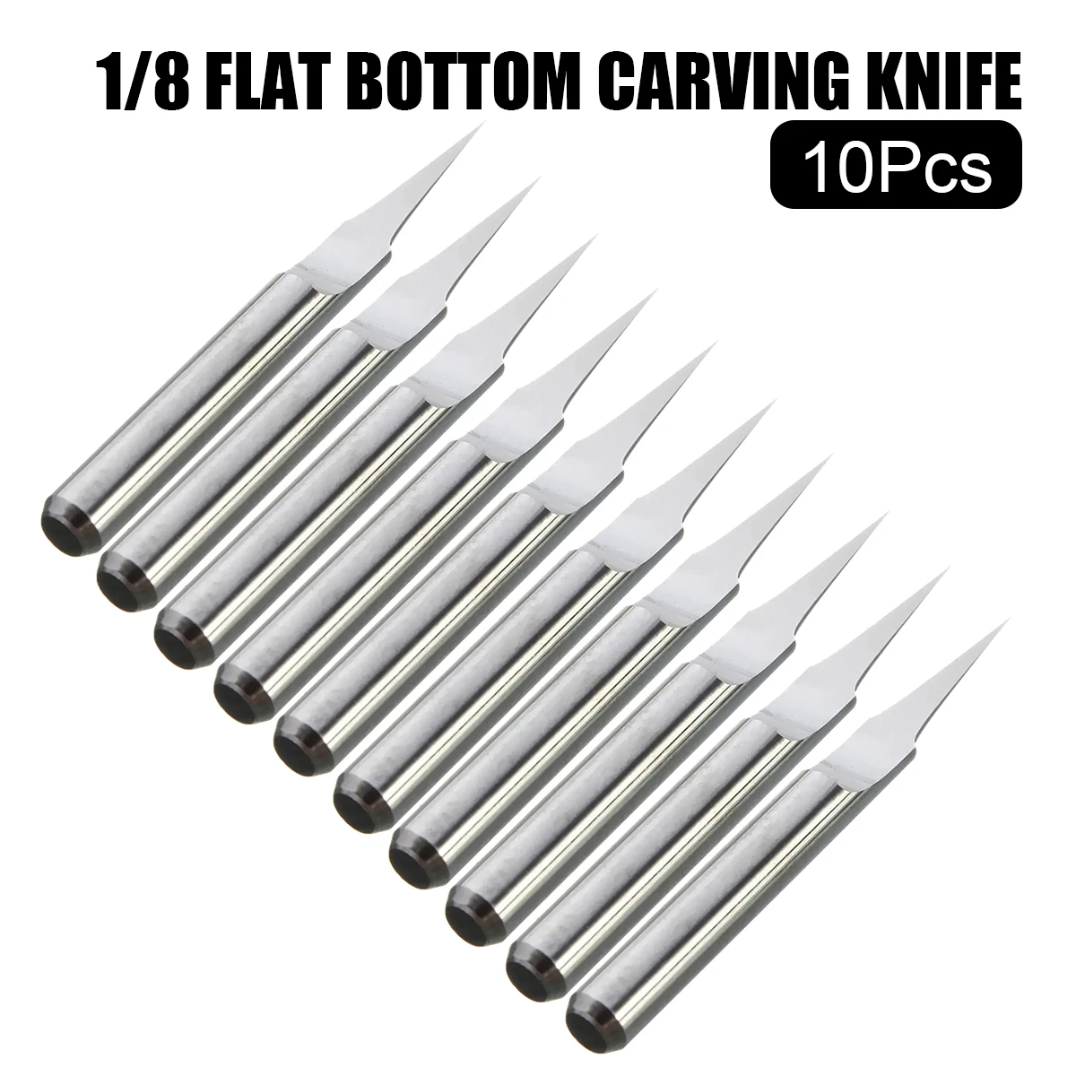 10Pcs 3.175mm Carbide PCB Engraving Bit The Handle 10 Degree 0.1mm V Shape Shank Tungsten Bit Milling Cutter CNC Router Bit Tool