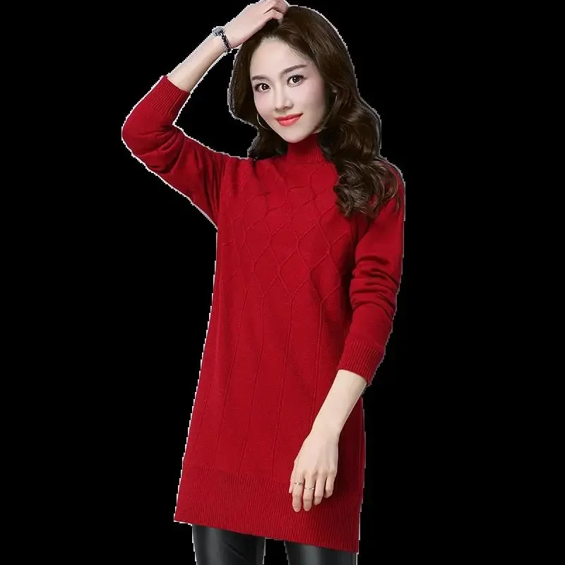 Turtleneck Winter Sweater Women Thicken Plus Velvet Lined Warm Knitted Pullovers Long Jersey Knitwear Female Basic Jumper