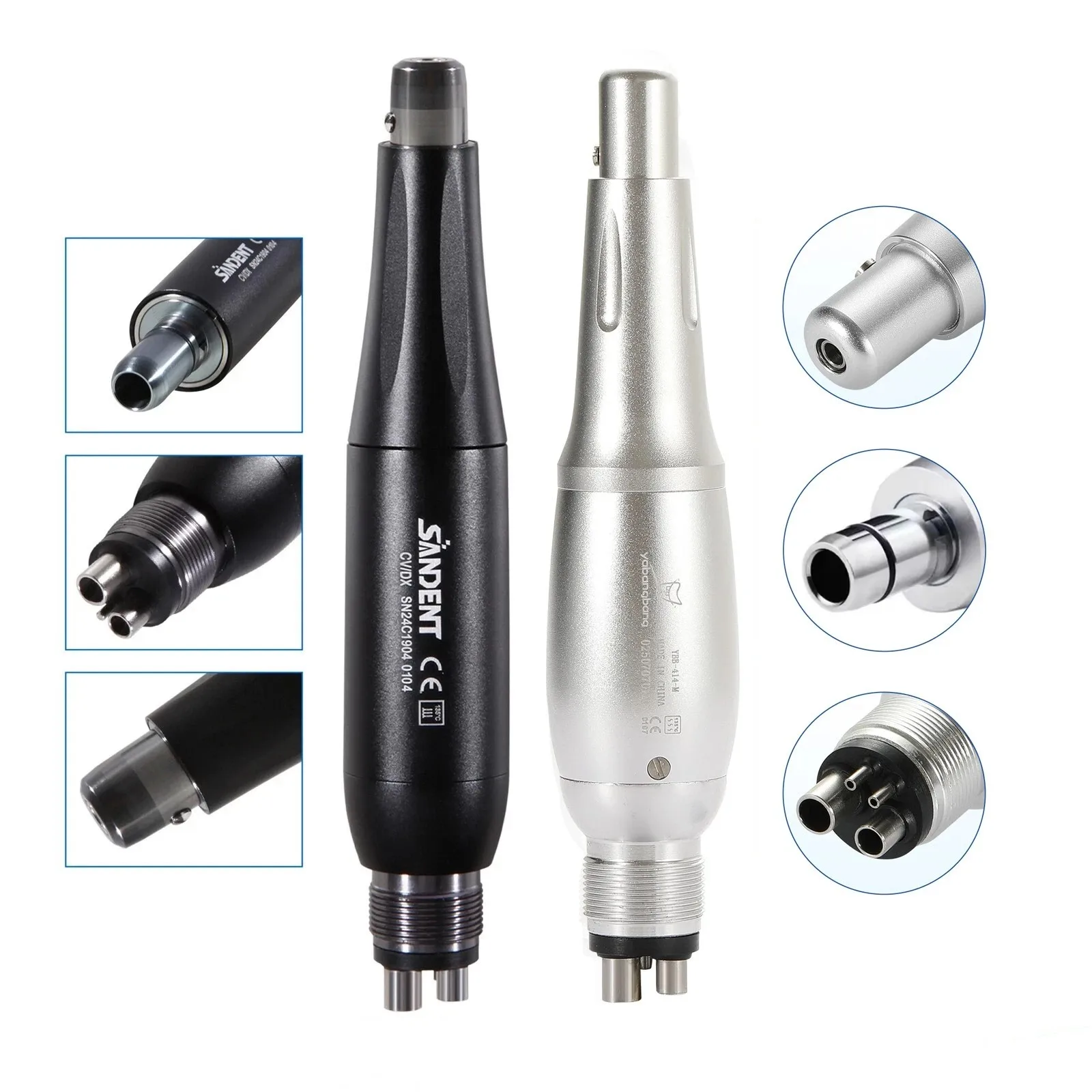 

2Types 360° Swivel Dental Hygiene Prophy Handpiece Air Motor 4 Holes & 4:1 Nose Cone