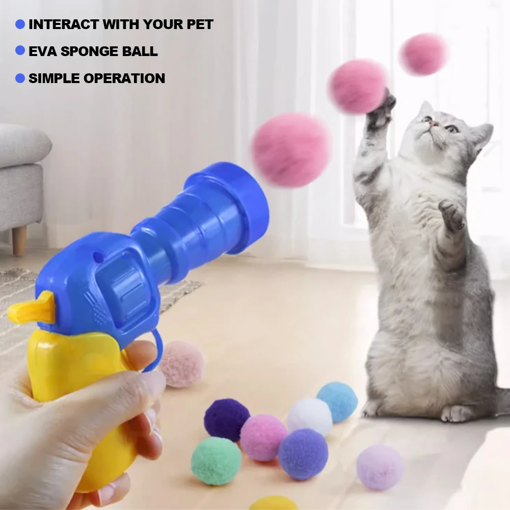 Funny Cat Interactive Teaser with plush ball Training Toy Creative Kittens Mini Pompoms Games Toys Pets Supplies Toys For Cat