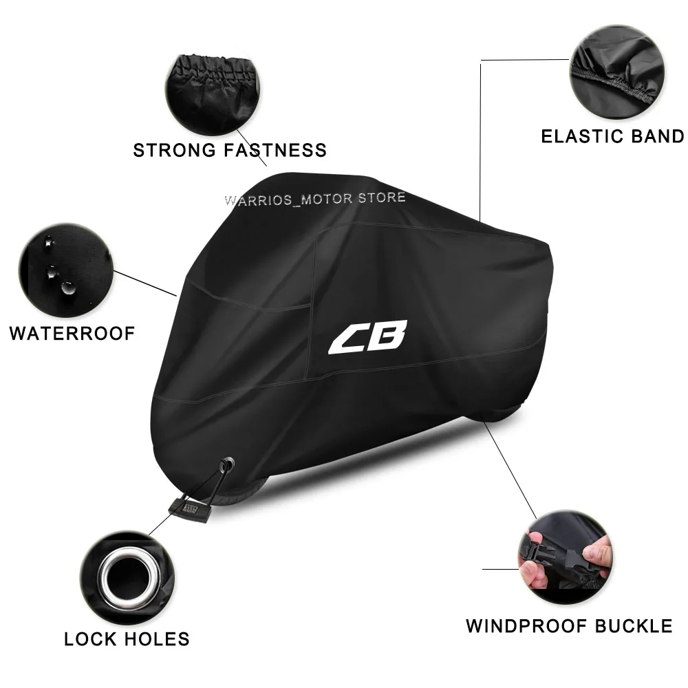 Motorcycle Cover Waterproof Uv Protective Scooter Rain Cover For Honda CB 599 600F CB 400 500 CB919 CB 125 R CB 190R 250R CB1000