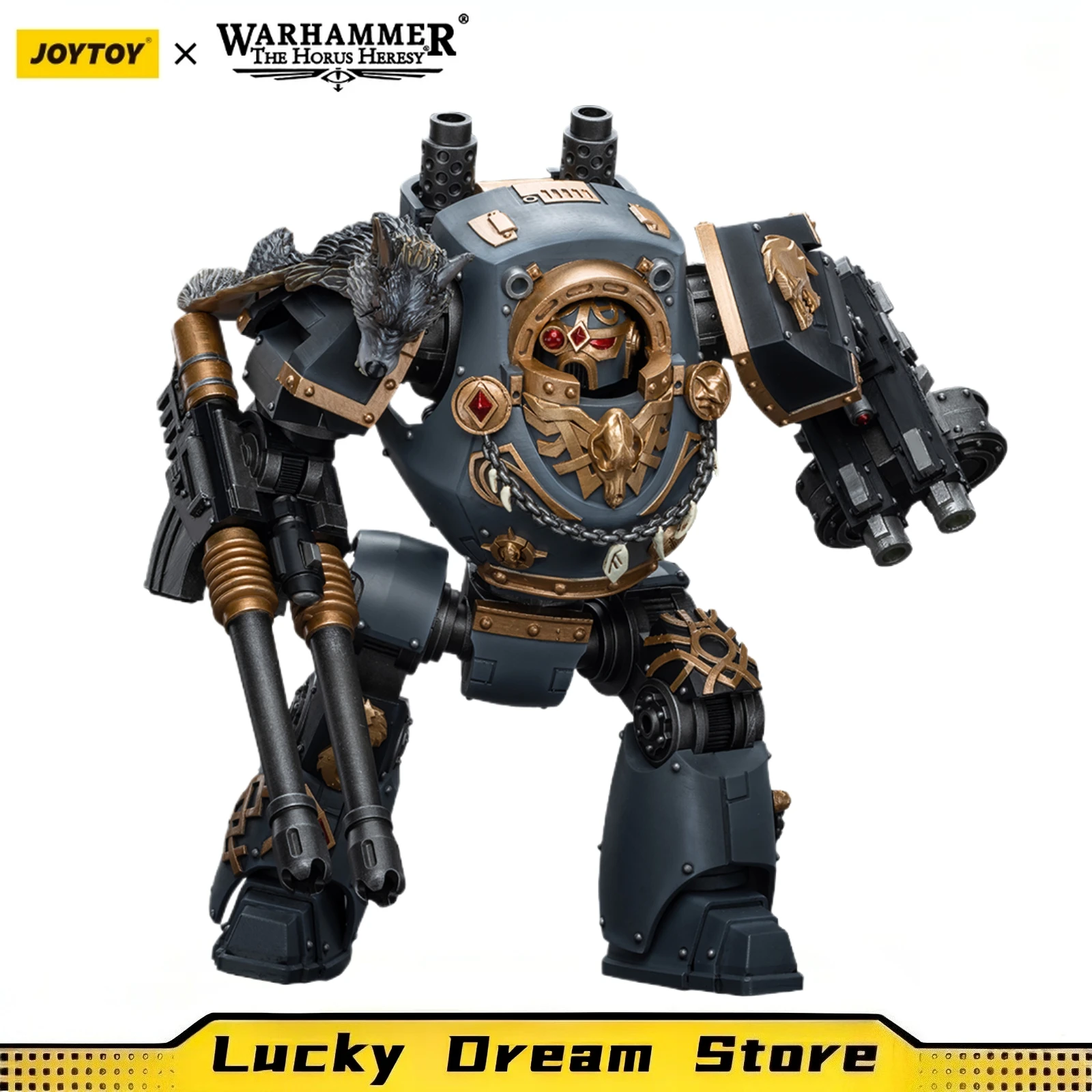 【JOYTOY】Warhammer 40K The Horus Heresy Space Wolves Contemptor Dreadnought con juguete de cañón Gravis Bolt