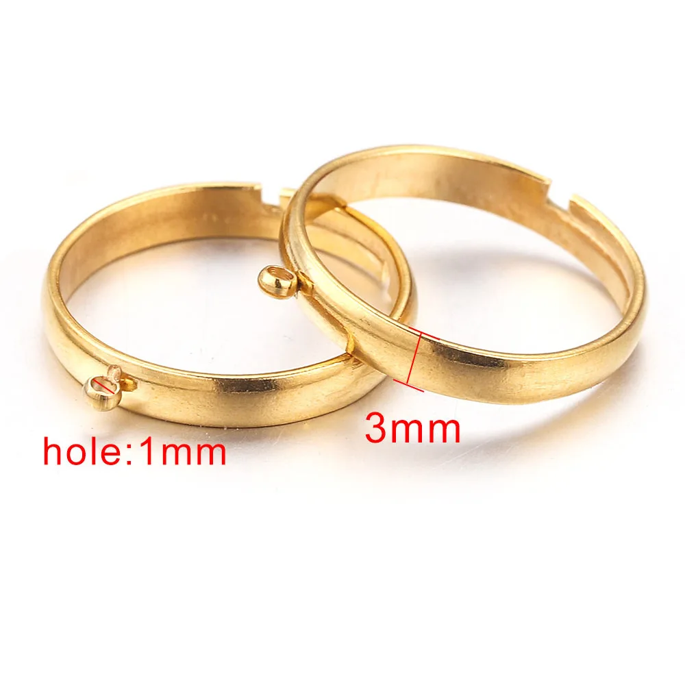5 teile/los Edelstahl Einstellbar Leere Ring Mit Löcher Für DIY Schmuck, Der Einstellung Zubehör Charms Materialien Handwerk – Detail 6