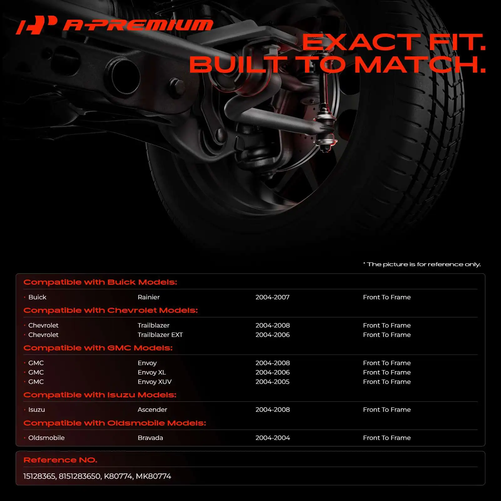 A-Premium 2x Front To Frame Sway Bar Bushing Kit with 34mm Bar for GMC Envoy 2004-2008 Envoy XL 2004-2006 Buick Rainier