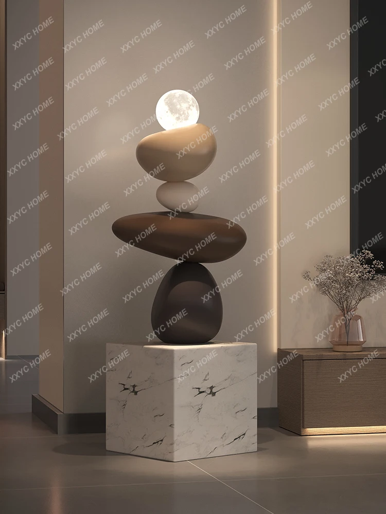 

Lucky Stone Large Floor Lamp Decoration Living Room TV Cabinet Sofa Side Home Decoration