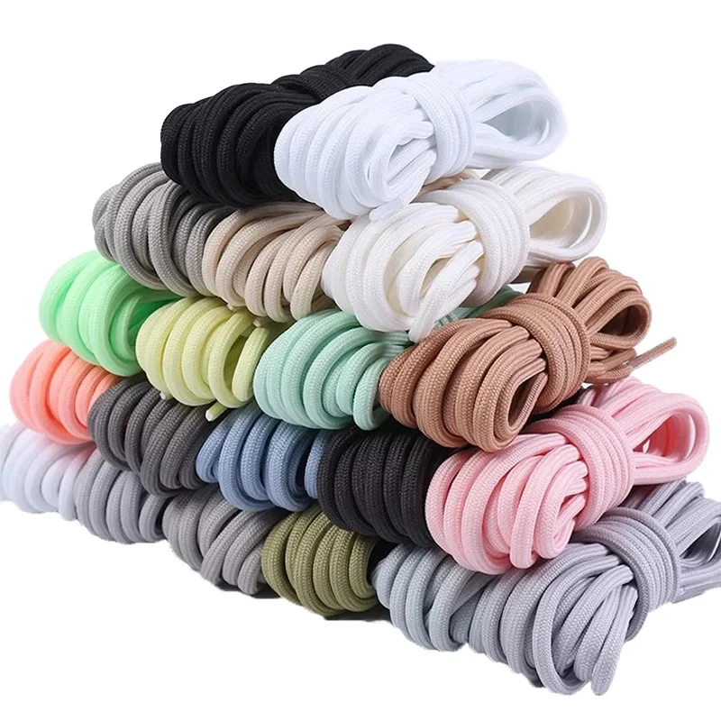 Cordones redondos de poliéster de 5 mm en blanco y negro para calzado deportivo, senderismo al aire libre, zapatos de papá, Yeezy, cordones casuales para zapatos.