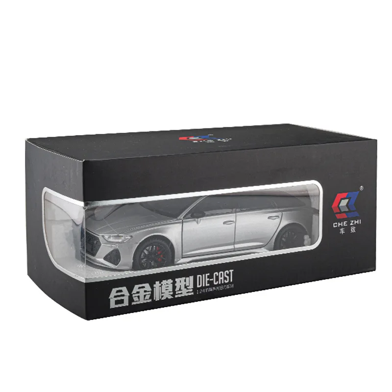 1/24 Audi RS6 Toy Car Model 1:24 Diecast Racing Vehicle Miniature Pull Back Sound Light Doors Openable Collection Gift For Kid