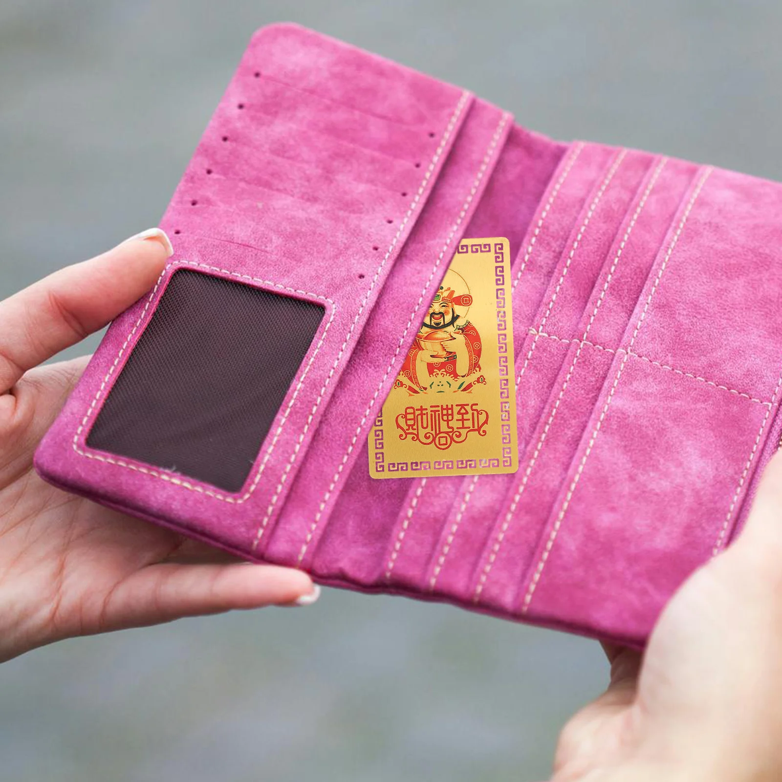 

5Pcs Chinese New Year God of Wealth Amulet Card Elegant Prosperity Charm for Good Fortune Feng Shui Protection Gift