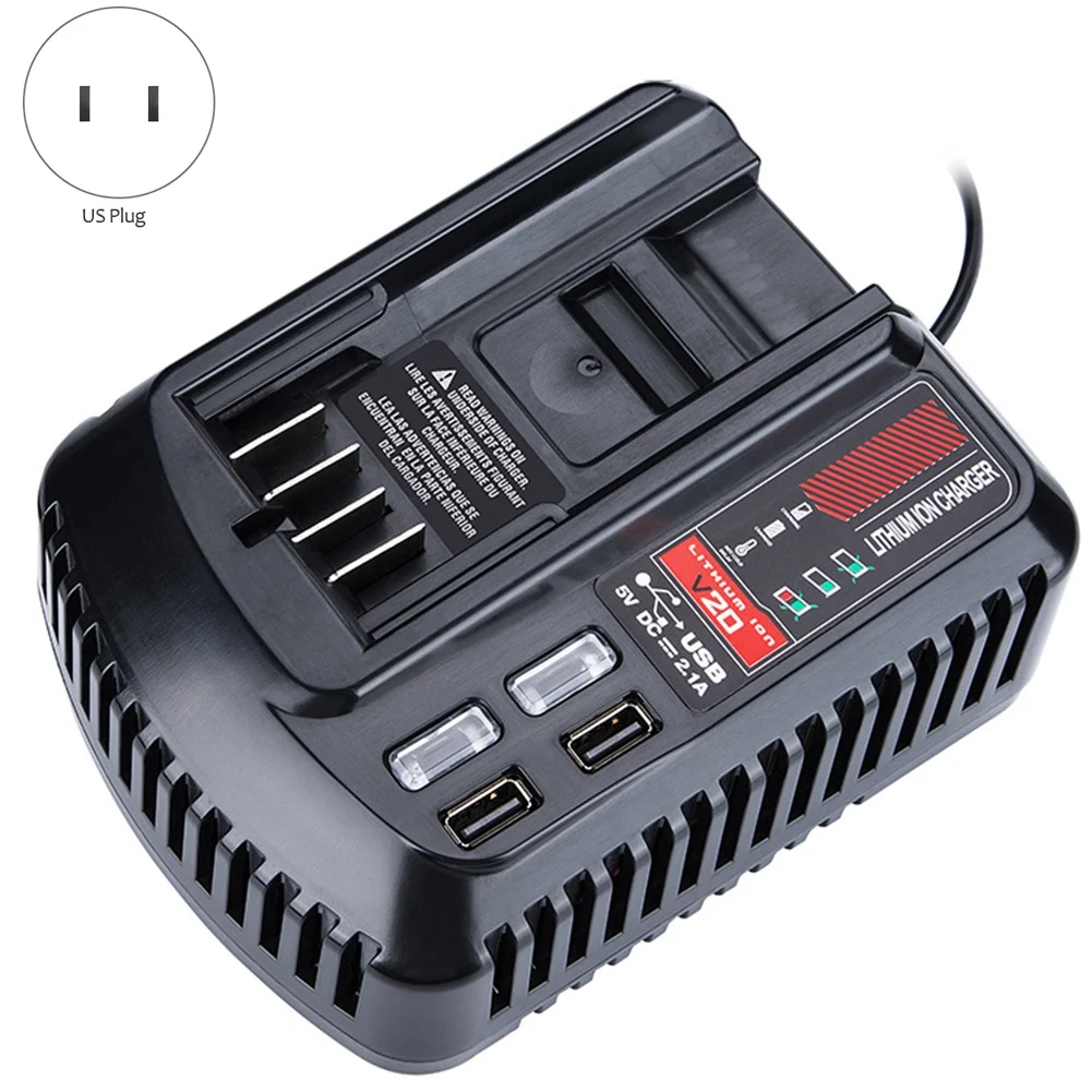 For CRAFTSMAN 20V 2A Li-Ion Battery Charger CMCB102 Rechargeable Power Tool Lithium Battery Charger Dual USB US Plug