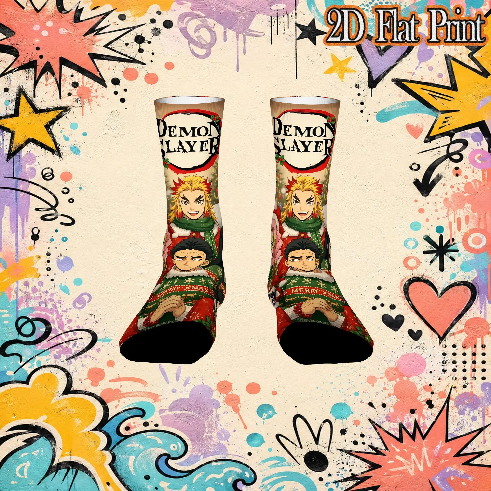 Sport Christmas Demon Slayer Crazy Running Men's compression Socks Unisex items Crew Sock Cycling socks