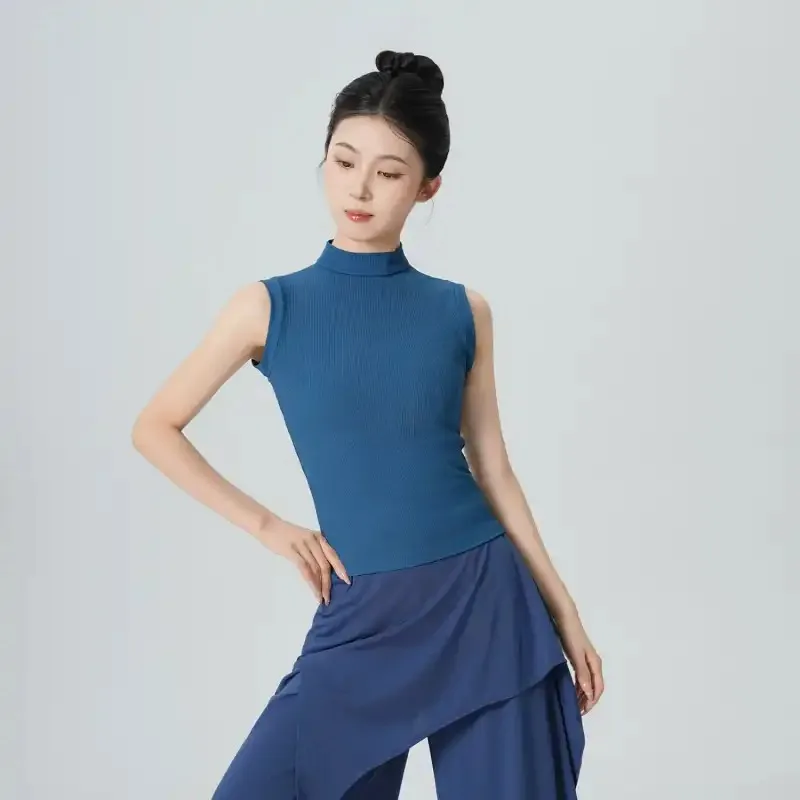 Women's High Neck Sleeveless Dance Tank Top Modern Dance Training Slim Fit Ballet Practice Costume