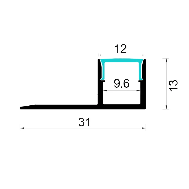 31x13mm Embedded Frameless Plaster In Led Profile For Wall Recessed Drywall LED Extrusion Aluminum Profile