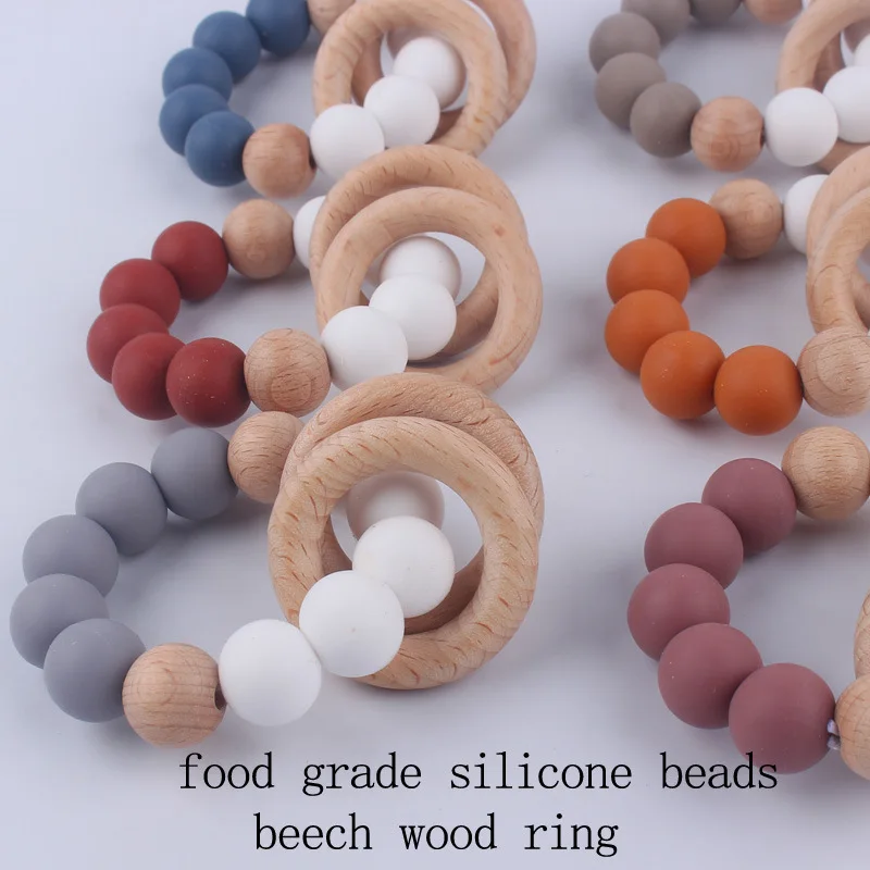 New Baby and Toddler Products Gum Bead Beech Wood Ring Biting and Grinding Teeth Bracelet Gum Toy Bébé Baby Accessories Babies