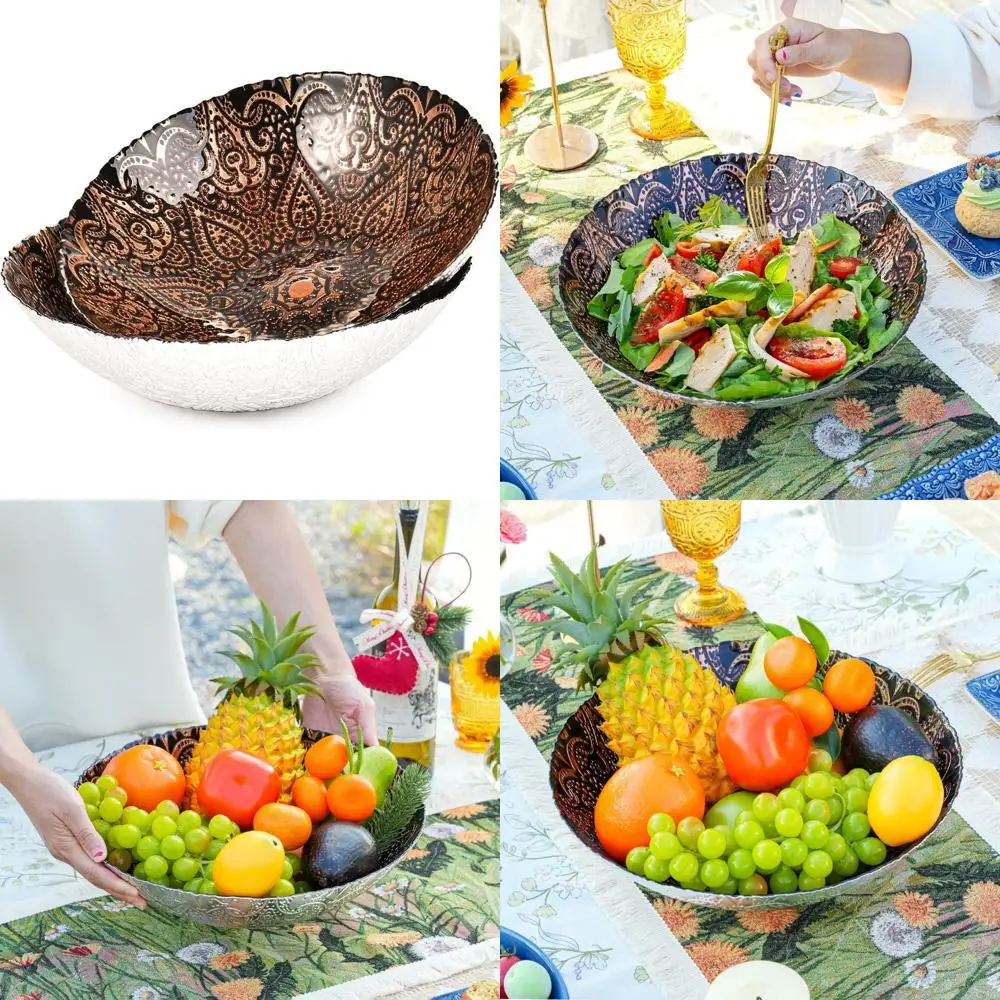 

Large 12.5 Moroccan Style Glass Fruit Bowls, Thick Decorative Serving Bowls, Beautiful Centerpiece for Snacks and Parties