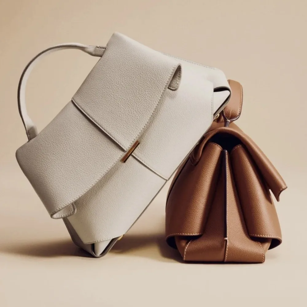 

Leather Fashion Smile Bag with Wrinkle Design, Single Shoulder Commuter Handheld Cross Shoulder Women's Bag Storage Bag