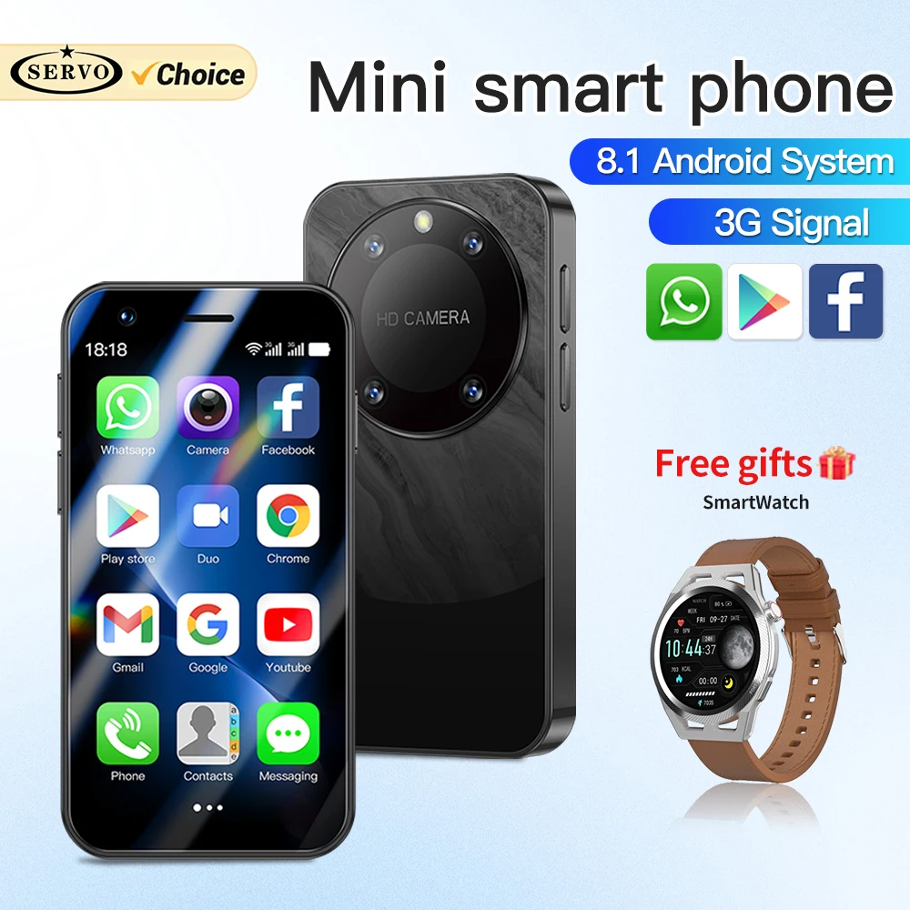 NEW SERVO Android OS Mini Smartphone 16GB ROM Dual SIM Standby Play Store 3G WCDMA WiFi 3.0