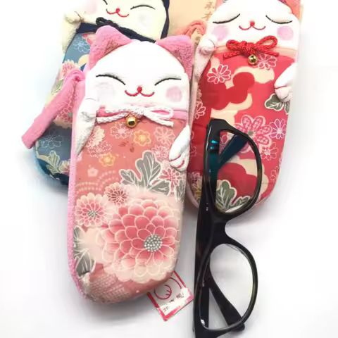 Cherry Eyewear Bag Eyeglasses Spectacle Box Fortune Cat Glasses Case Sunglasses Pouch